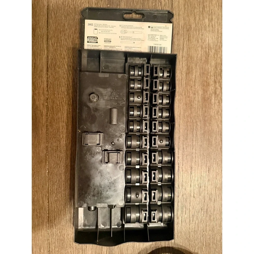 Stanley Black Chrome 22 Piece Universal Mechanics Tool Set 3/8 Drive STMT81189 - Picture 10 of 11